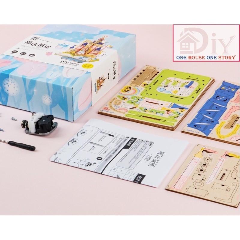 Mô hình lắp ráp bằng gỗ 3D Mô hình LÂU ĐÀI MA THUẬT MAGIC CASTLE - Quà tặng tự làm bằng gỗ