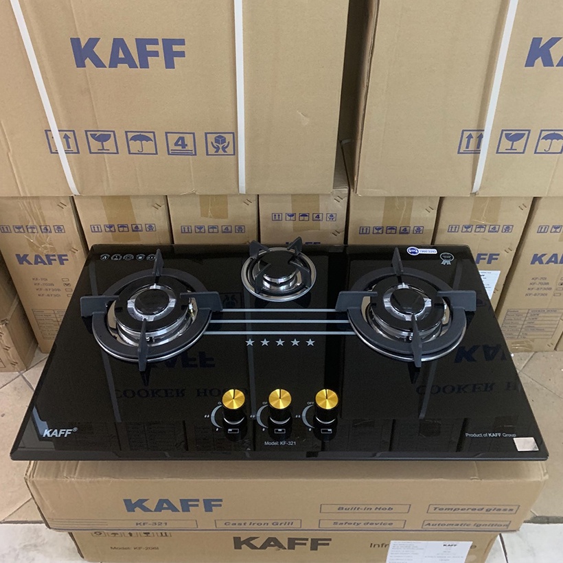 Bếp gas âm 3 lò Kaff KF-321- Cảm ứng ngắt gas cao cấp - Hàng chính hãng