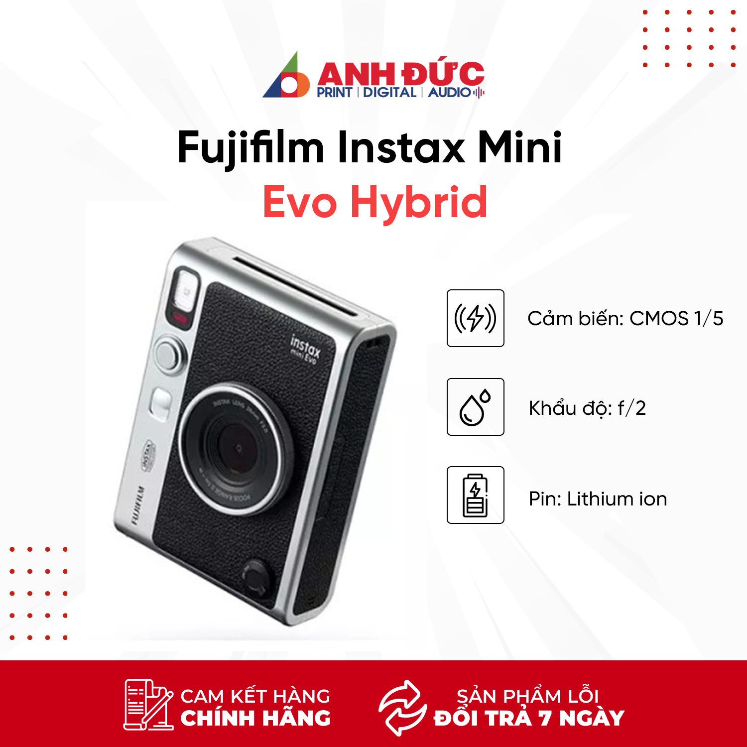 Máy ảnh chụp lấy liền dùng thẻ nhớ Fujifilm Instax Mini Evo - Hàng chính hãng