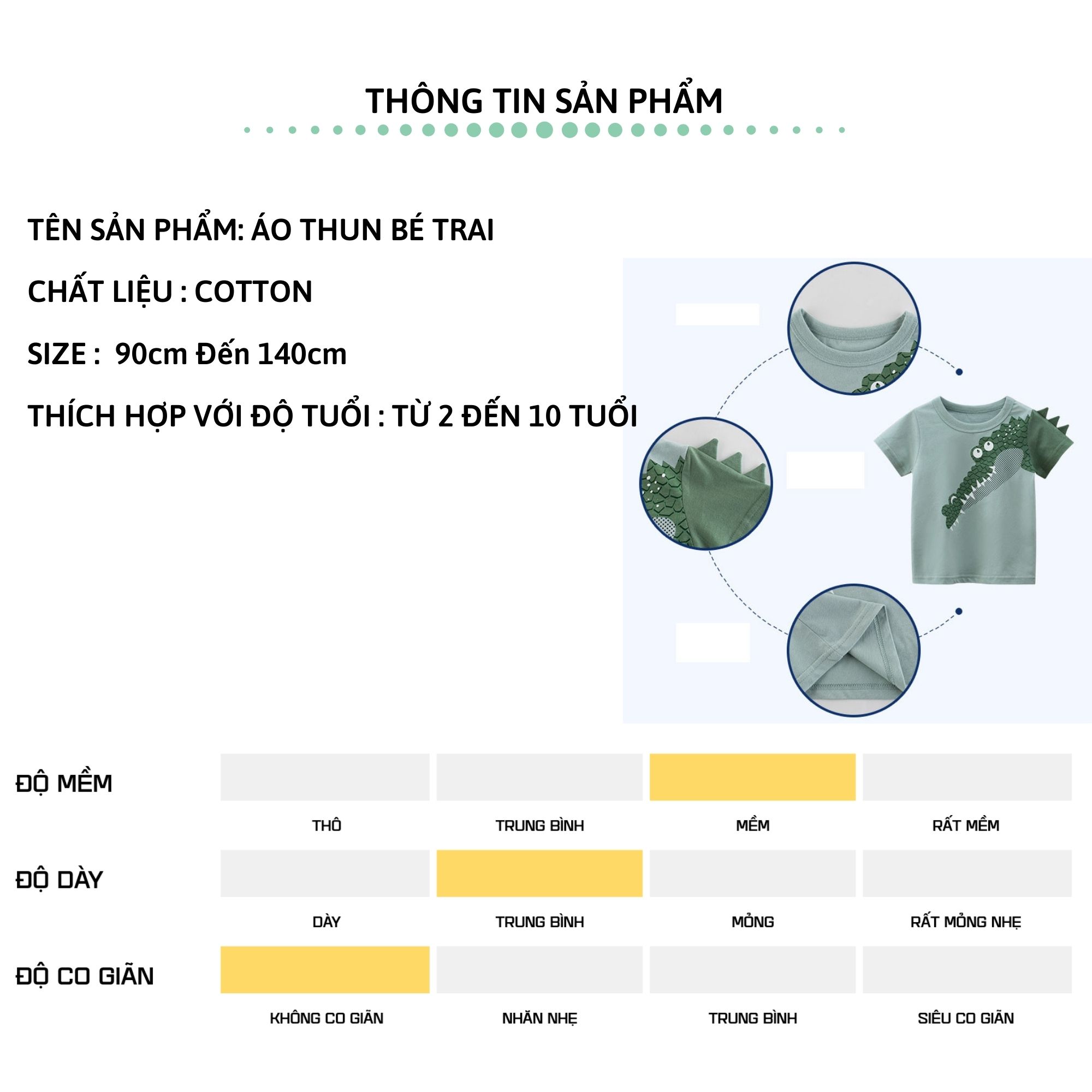 Áo thun bé trai 27Kids áo cộc cho bé họa tiết cá sấu chất cotton 100% S1018