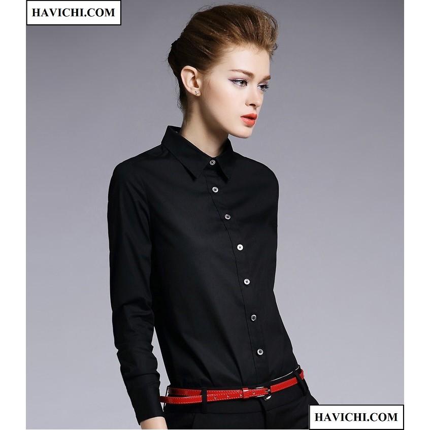 Áo sơ mi nữ đen  - Sơ mi nữ đen công sở sang trọng thoáng mát, không nhăn, dễ ủi.
