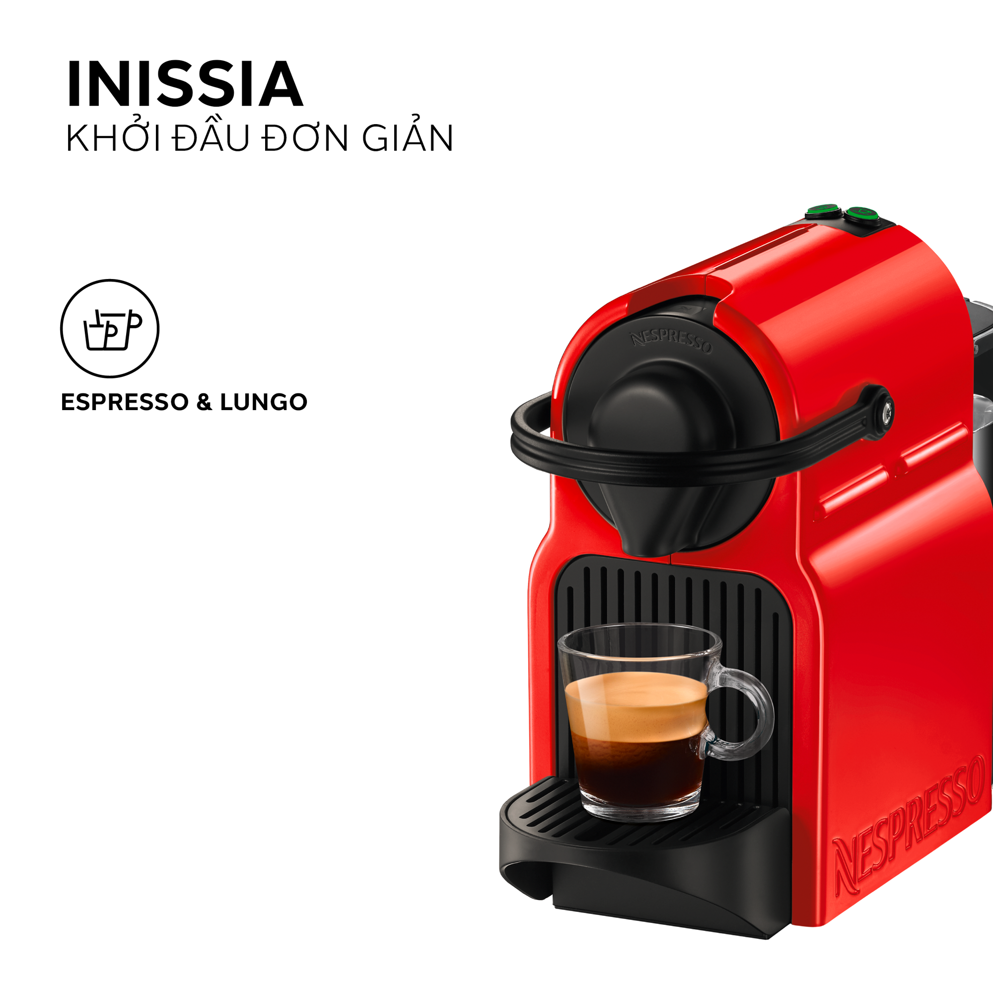 Máy pha cà phê Nespresso Inissia Đỏ - Hàng chính hãng