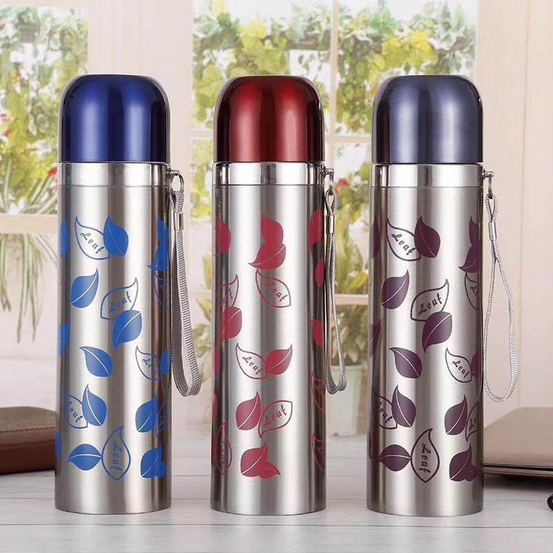 BÌNH GIỮ NHIỆT CAO CẤP INOX 500ML HÌNH LÁ BAY XINH XẮN