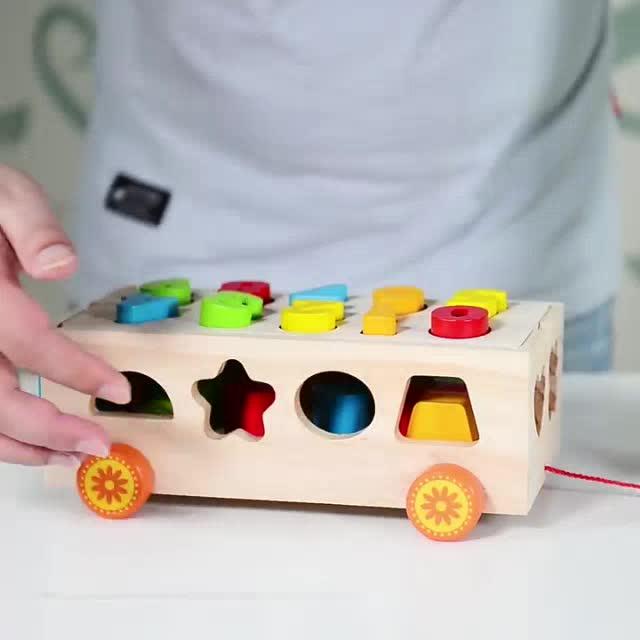 Đồ chơi trí tuệ cho bé gái bé trai bộ khối gỗ xe ô tô SmartKids