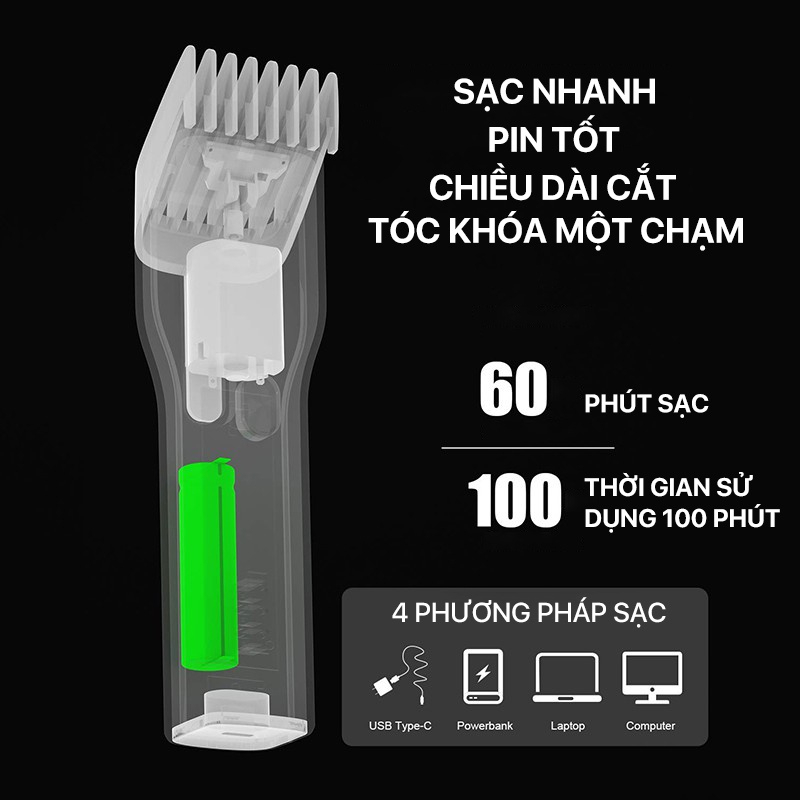 Tông đơ cắt tóc Enchen Boost - 2 chế độ chuyển đổi, Lưỡi cắt thép không gỉ, Pin dùng đến 80 phút - Hàng chính hãng