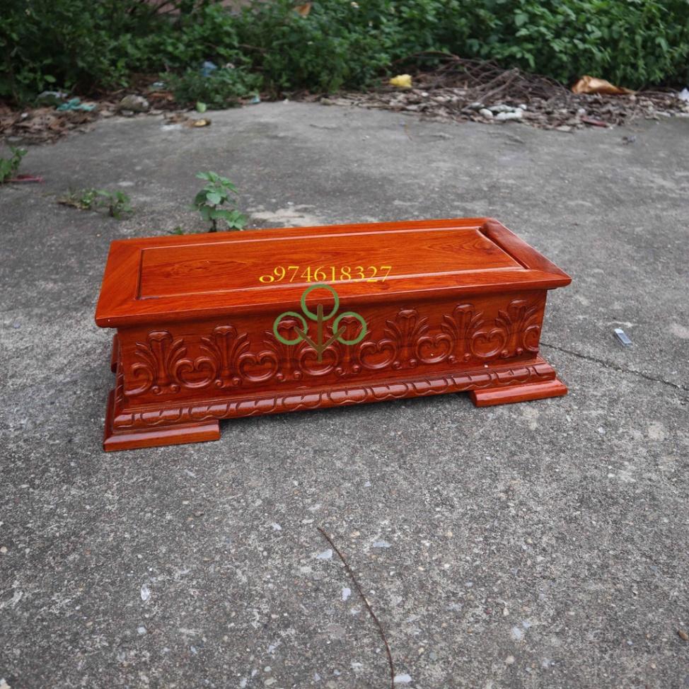 Đế hoa lá tây chữ nhật gỗ hương dài 50x23x14cm