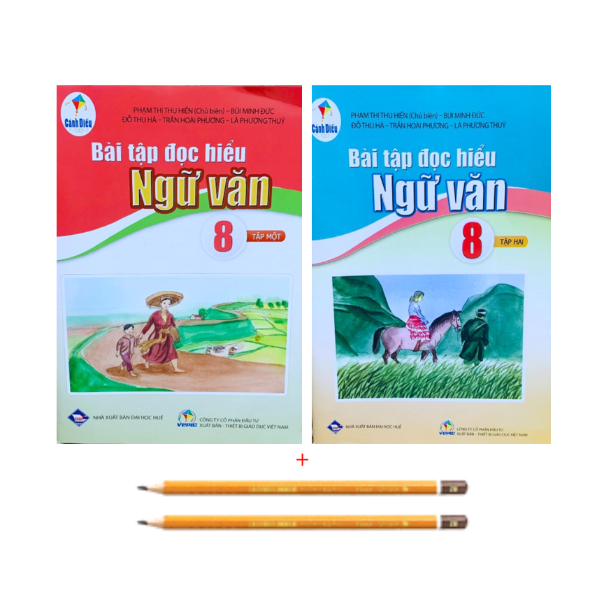 Sách - Combo Bài tập đọc hiểu ngữ văn 8 - tập 1 + 2 ( cánh diều kèm 2 bút chì TL ) - BT