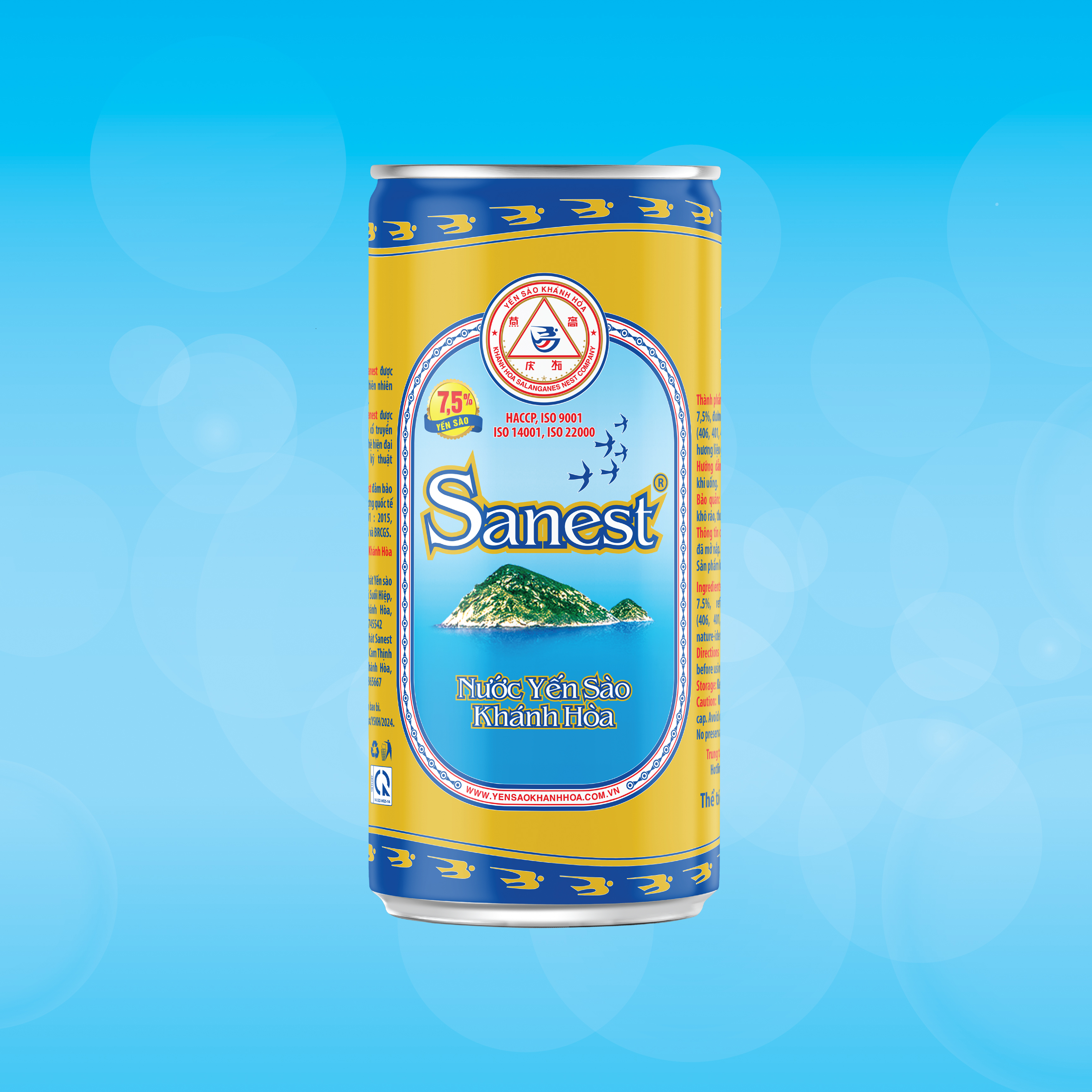 [Hộp 10 lon] Nước Yến sào Khánh Hòa Sanest lon 190ml - S001H10