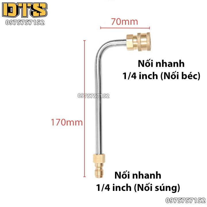 Ống nối uốn cong 90 độ nối nhanh béc phun gắn súng xịt rửa áp lực cao - Ren nối nhanh 1/4 (Dài 17cm)