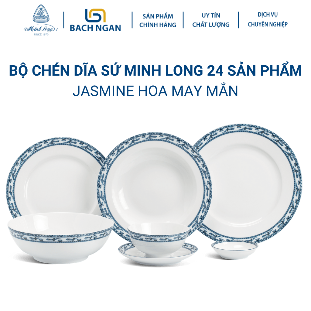 Bộ 10 Chén Cơm Minh Long Jasmine chim lạc  hàng đẹp cao cấp dùng trong gia đình, đãi khách, tặng quà tân gia