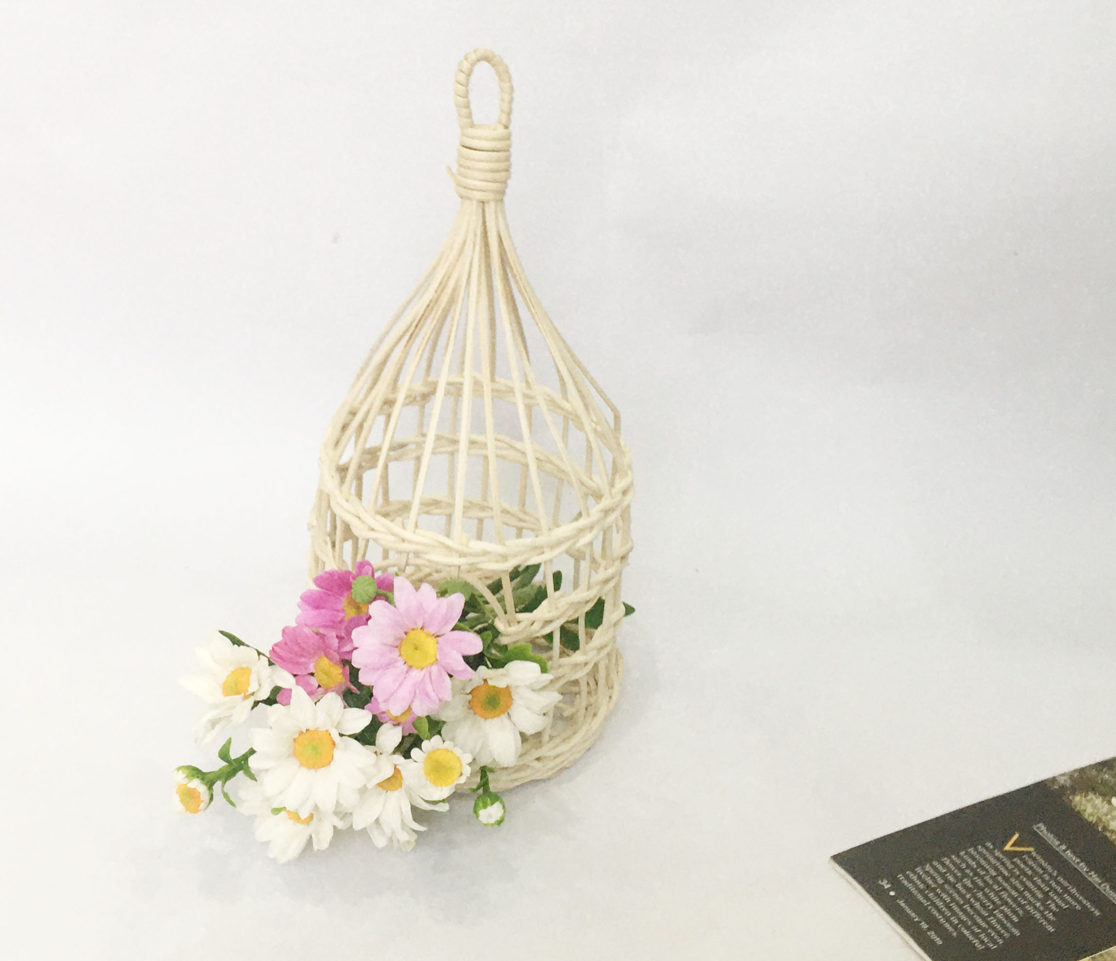 Lồng chim bằng mây tự nhiên vintage - cắm hoa / trang trí tiệc / đựng đồ đa năng handmade