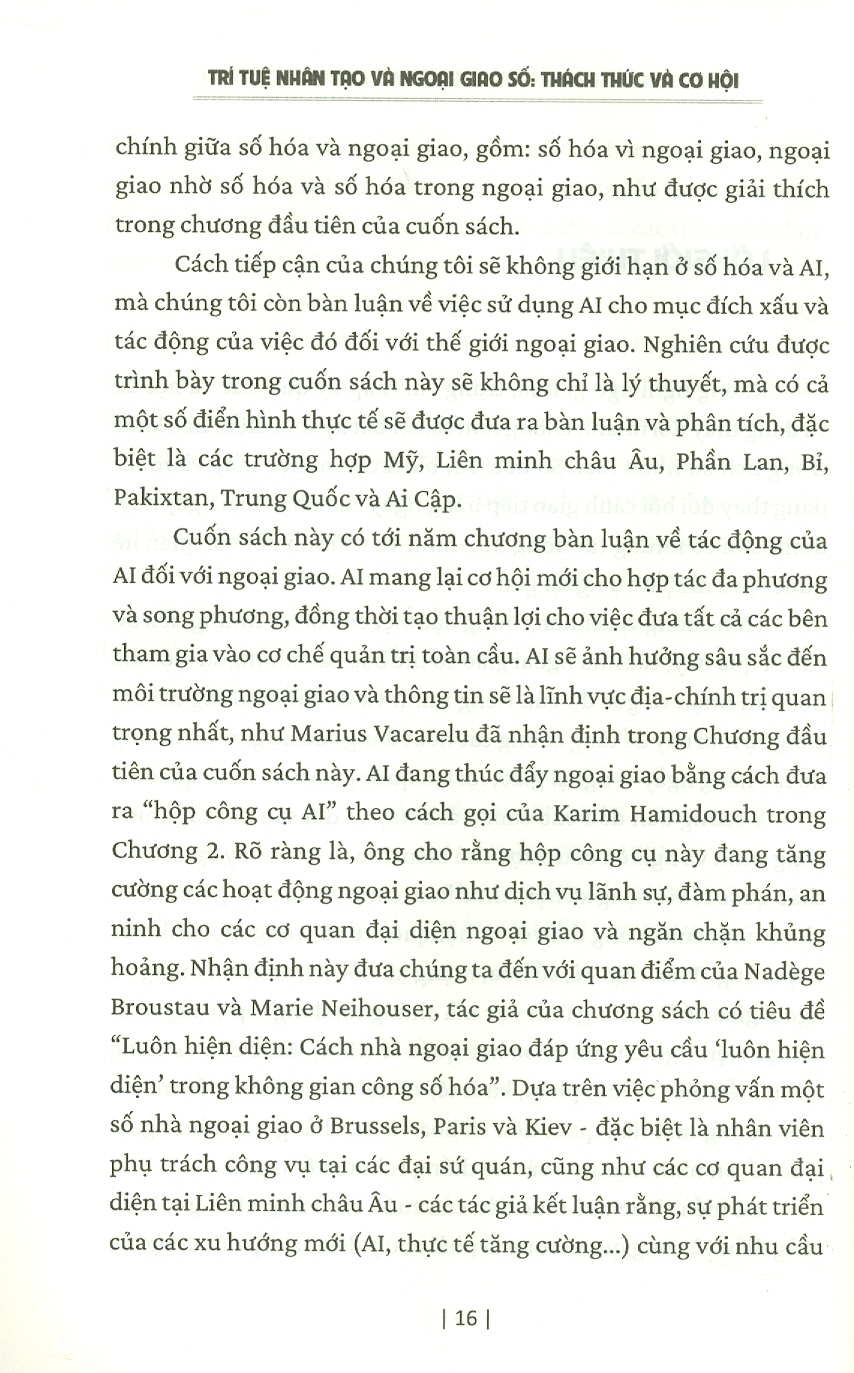 Trí Tuệ Nhân Tạo Và Ngoại Giao Số - Thách Thức Và Cơ Hội (Sách tham khảo)