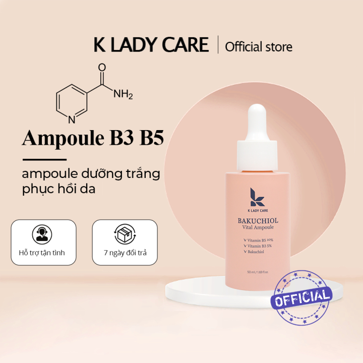 Tinh chất vitamin B3-B5 dưỡng trắng phục hồi da K Lady Care 50ml