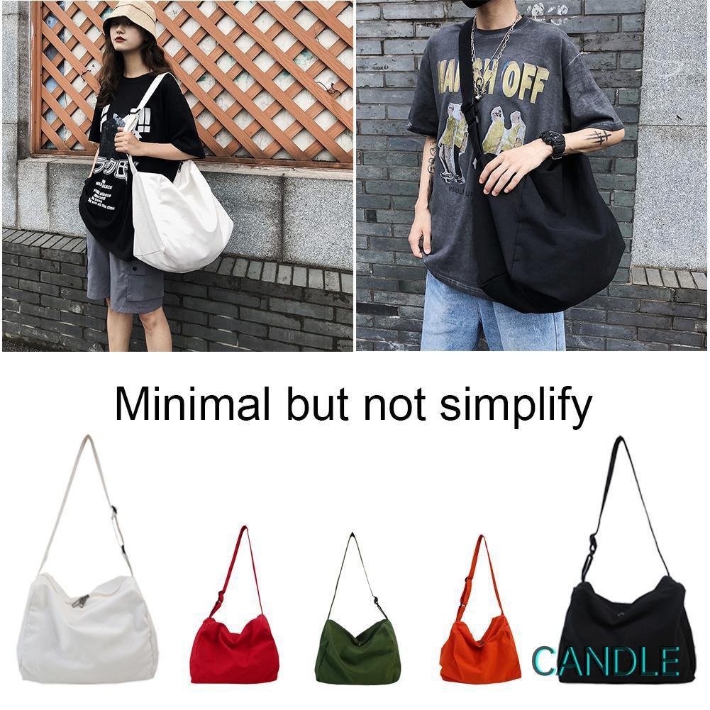 Túi Đeo Chéo Canvas Cỡ Lớn Màu Trơn Thời Trang Cho Nam Nữ