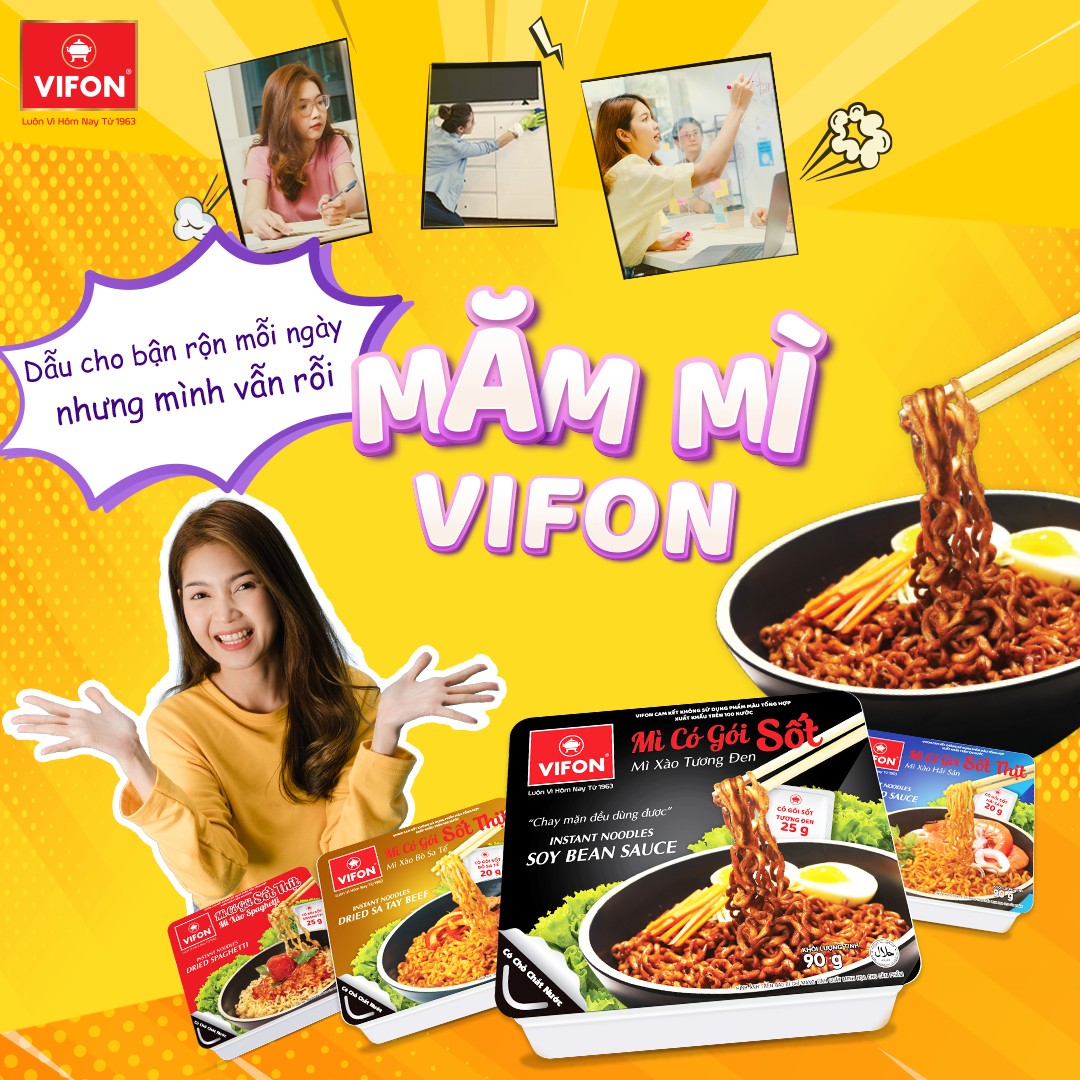 Thùng 18 khay mì xào tương đen Vifon - mì trộn tương đen có gói sốt Vifon 90gr