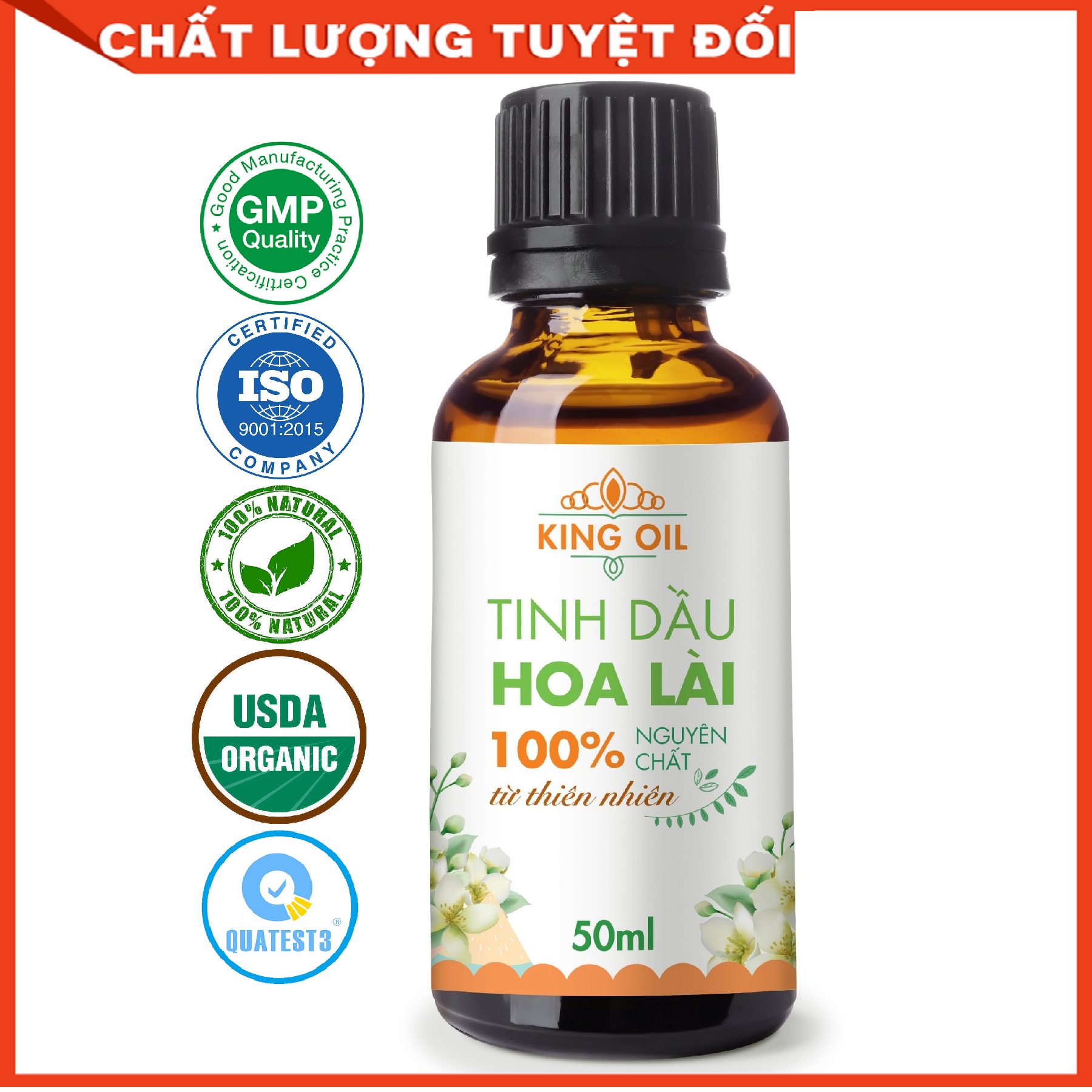 Tinh dầu Hoa Lài 50ml nguyên chất từ thiên nhiên, xông phòng, khử mùi, thơm phòng, đuổi muỗi - KingOil