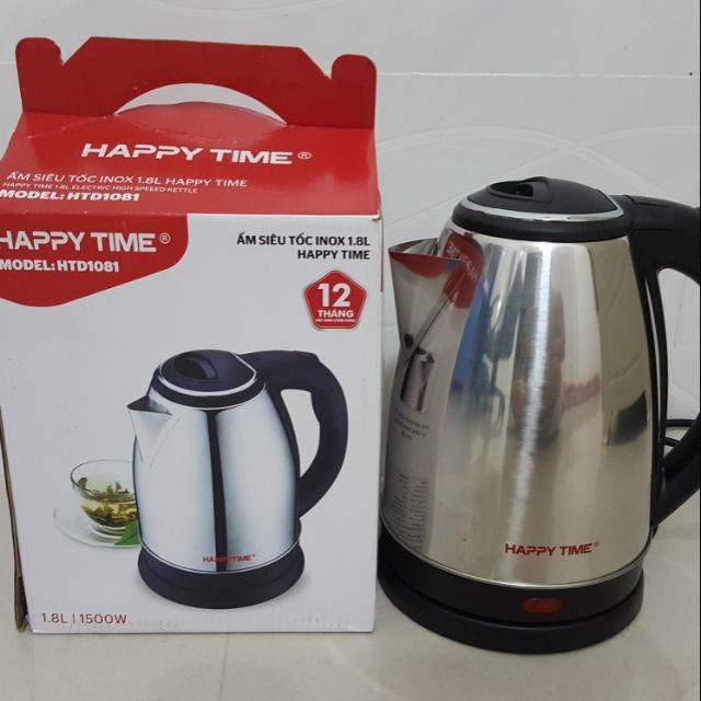 ☋▥Ấm nước siêu tốc Happy time 1,8l Bình đun inox cách nhiệt HTD1081