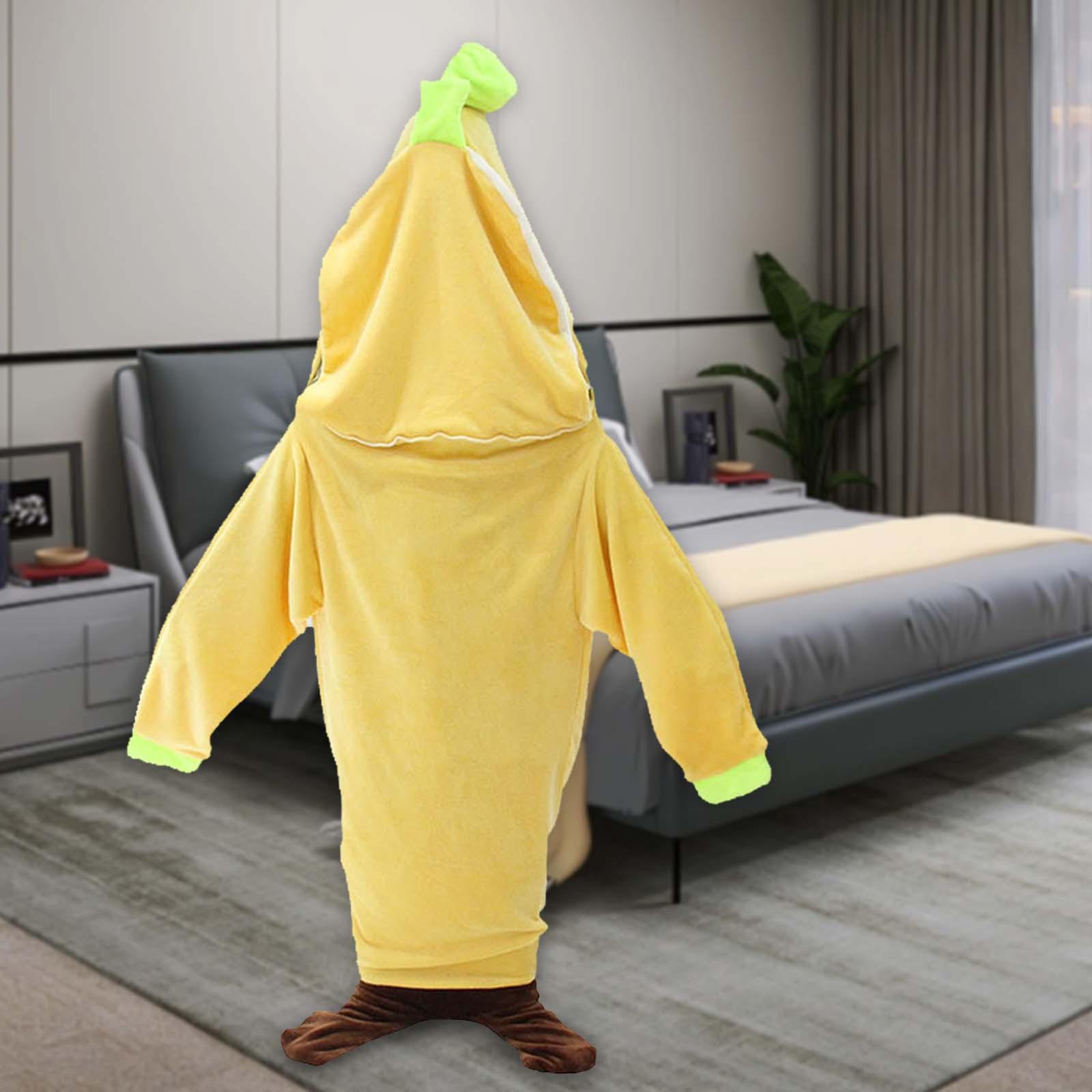 Wearable Banana Blanket Hooded Blanket Jumpsuit Halloween Fruit Sleeping Bag