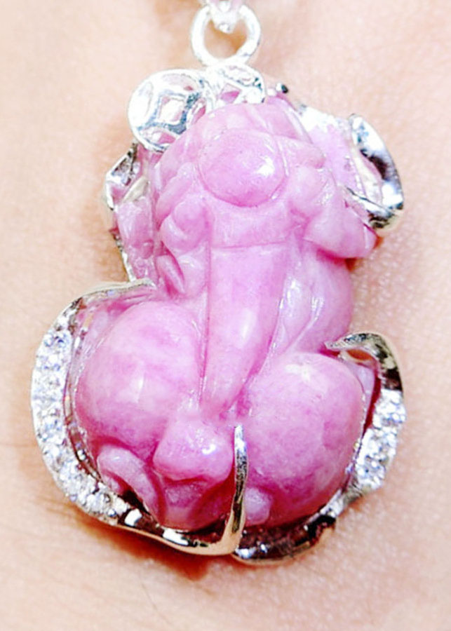 Mặt Dây Chuyền Tỳ Hưu RuBy Hồng Ngọc Bọc Bạc Kim Tiền Jewelry - Bao Kiểm Định - Hàng Thiên Nhiên Cao Cấp