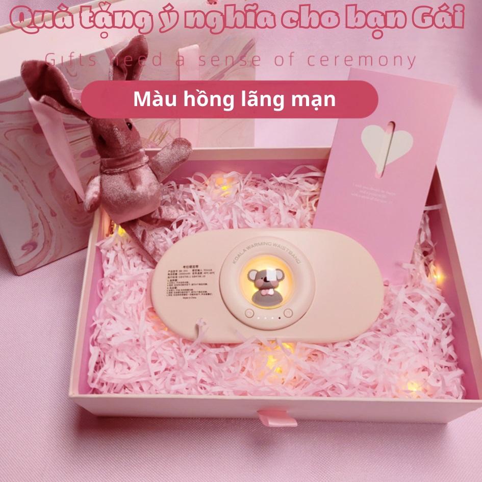 Đai Massage Làm Ấm Bụng Kinh Nguyệt BK-001 hình gấu KOALA dễ thương, 4 mức nhiệt, 6 chế độ massage, giảm đau bụng đau lưng cho bạn gái đến kì, Đai đeo chườm nóng kinh nguyệt - Hàng nhập khẩu