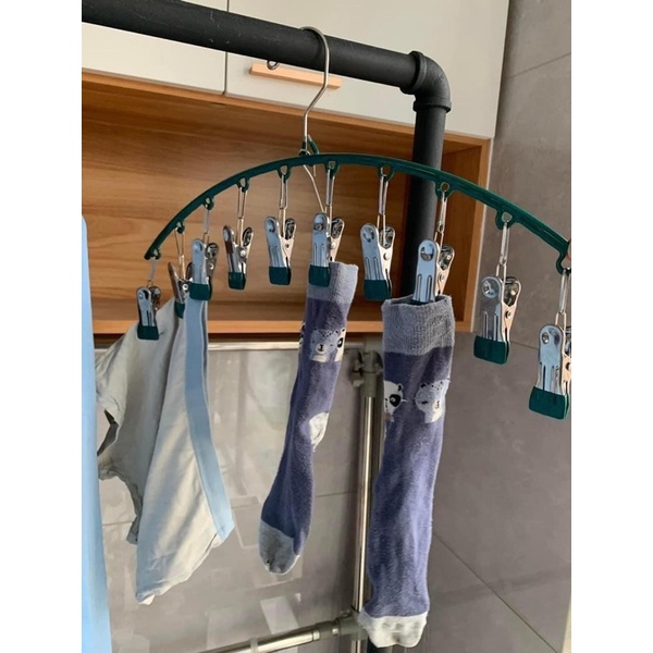 Móc Treo Quần Áo Hợp Kim 10 Kẹp Hình Cung