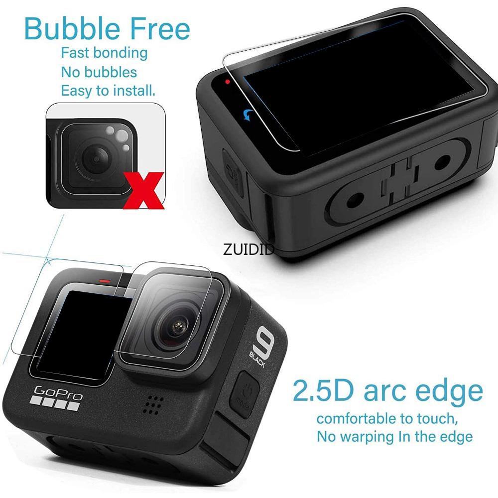 Bộ bảo vệ màn hình thủy tinh nóng tính cho GoPro Hero 11 10 9 Phim bảo vệ ống kính đen cho GoPro 9 10 11Camera Phụ kiện