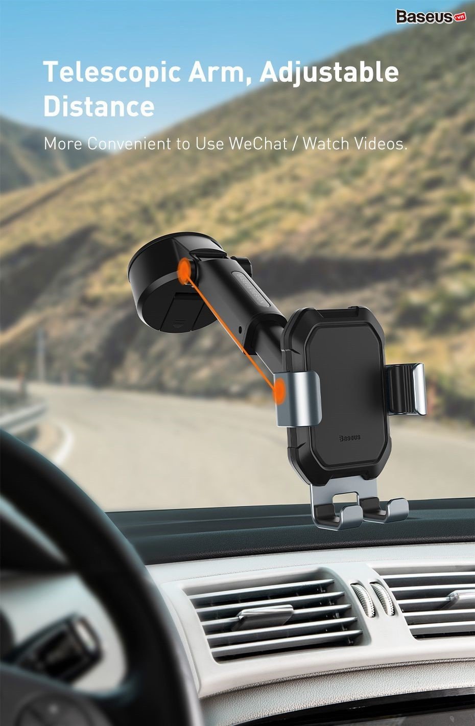 Giá đỡ điện thoại trên xe hơi Baseus Tank Gravity Car Mount (Suction Base Holder for Car)- hàng chính hãng