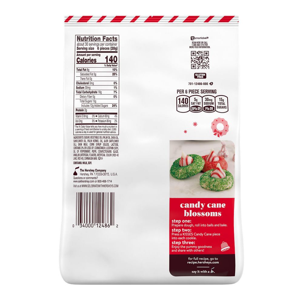 TÚI 853g KẸO GẬY CANDY CANE - BẠC HÀ MINT Hershey Kisses, MẪU LỄ HỘI - GIÁNG SINH (30.1 oz)