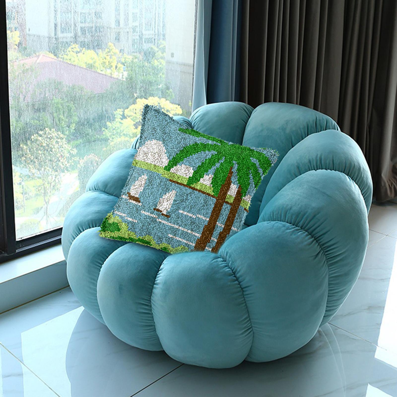 Latch Hook Embroidery Kits Cushion Needlework Blank Pillowcase Mesh Style 1