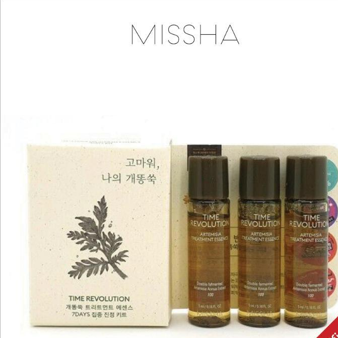 Set 3 Chai Tinh Chất Dưỡng Missha Time Revolution Artemisia Treatment Essence Mini 5ml x3ea