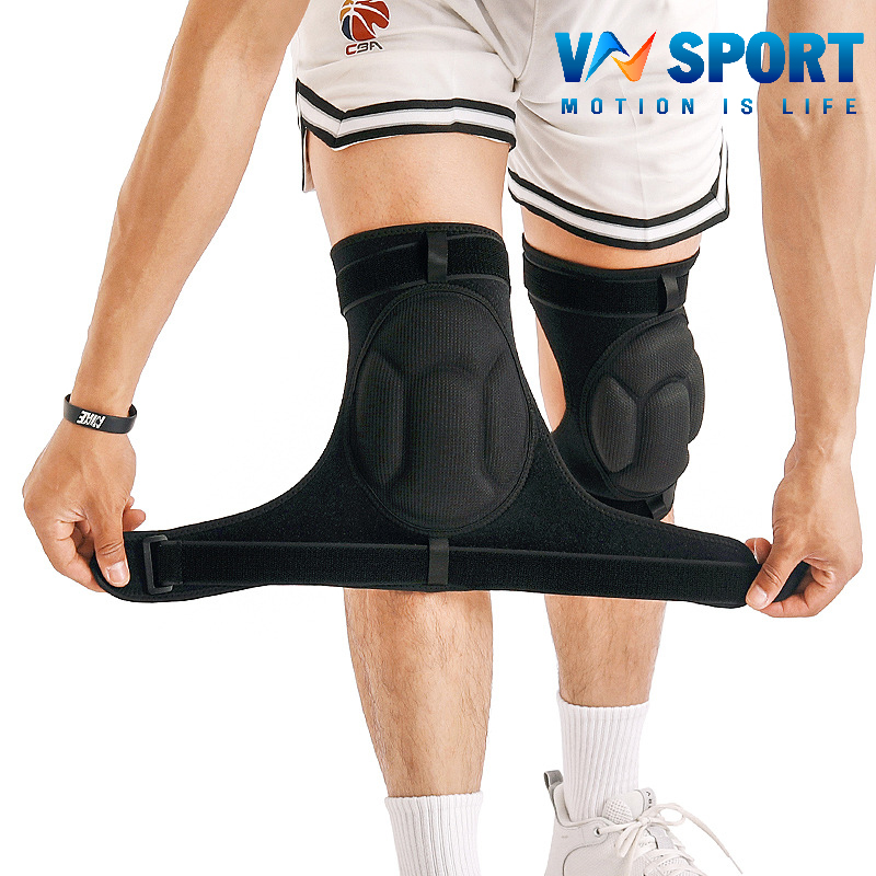 Băng Đệm Đầu Gối VNSPORT - VN026, Băng Đệm Gối Cho Thủ Môn, Bóng Rổ, Bóng Chuyền, Đá Banh, Leo Núi...Băng Có Thiết Kế Dán Tùy Chỉnh Vòng Gối Kết Hợp Dây Siết Tăng Cường Tạo Độ Chắc Chắn (1 Đôi)