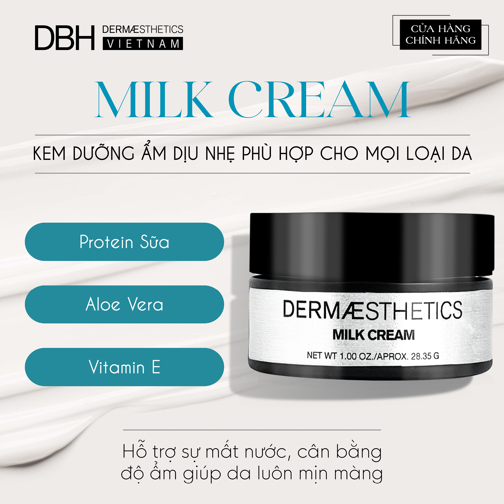 Kem dưỡng da cấp ẩm MILK CREAM 28.35ML DBH