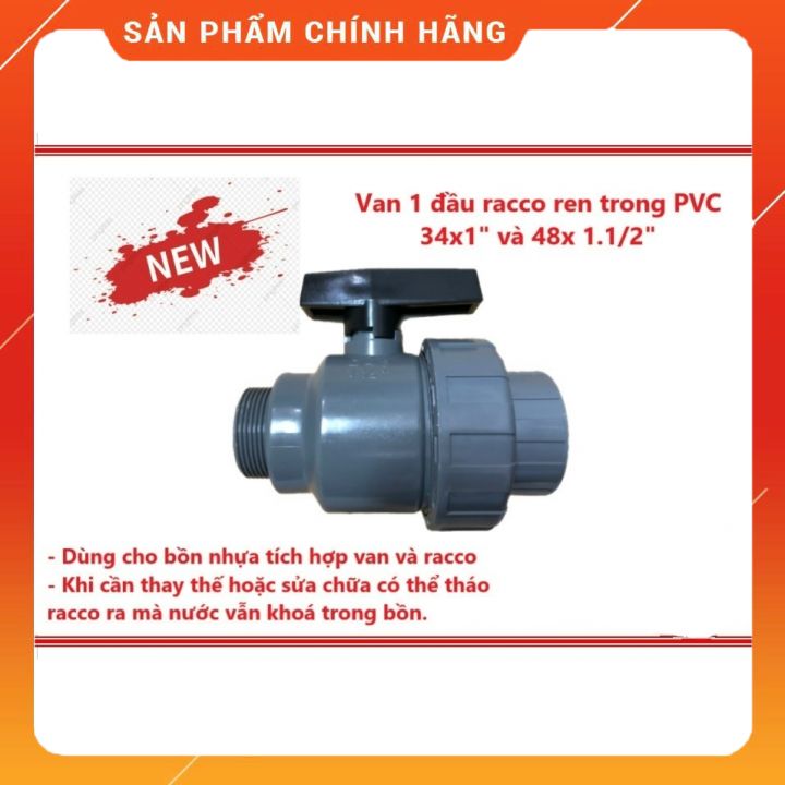 van 1 đầu racco ren ngoài 34 PVC