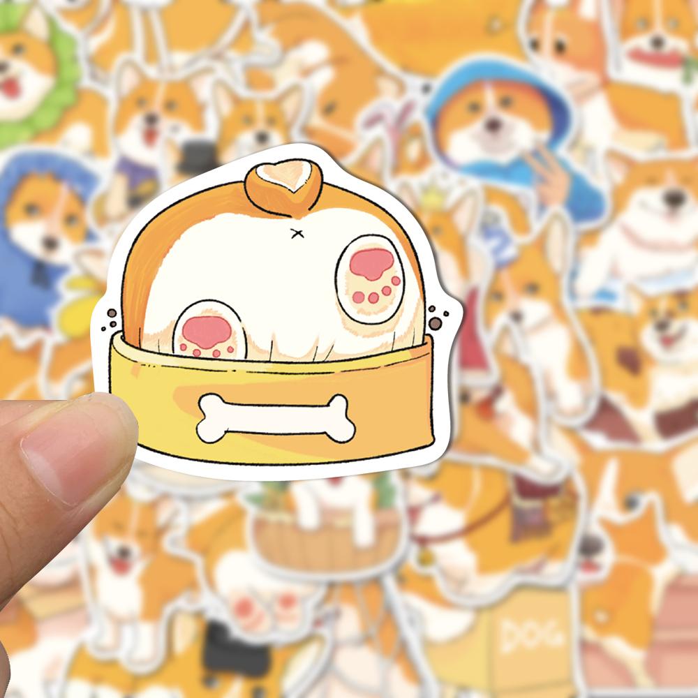 Sticker chó corgi chibi hoạt hình cute trang trí mũ bảo hiểm, guitar, ukulele, điện thoại, sổ tay, laptop-mẫu S89