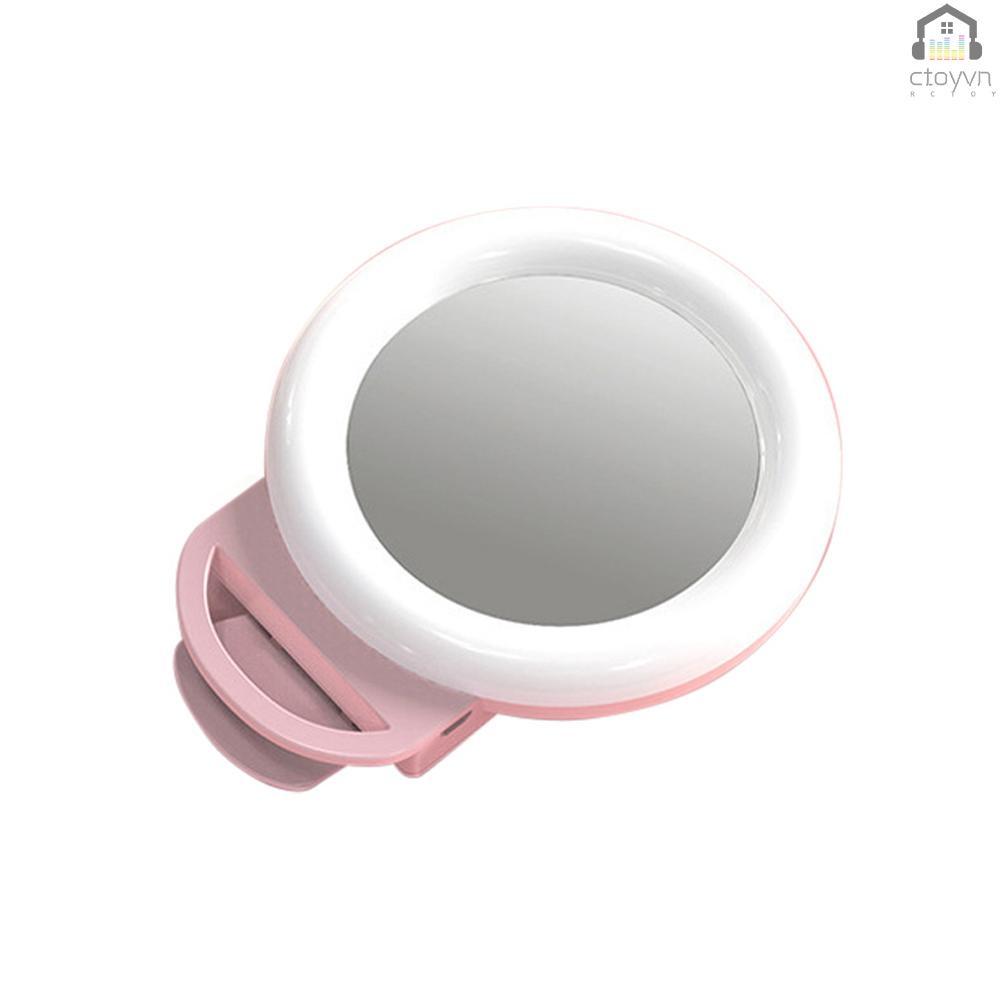 Vòng đèn LED RGB mini tích hợp pin có thể sạc lại kèm gương hỗ trợ chụp ảnh/quay video