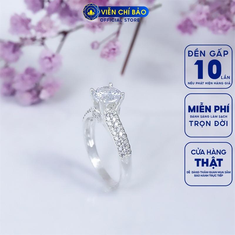 Nhẫn bạc nữ đá viền chất liệu bạc S925 thời trang phụ kiện trang sức nữ Viễn Chí Bảo N400638