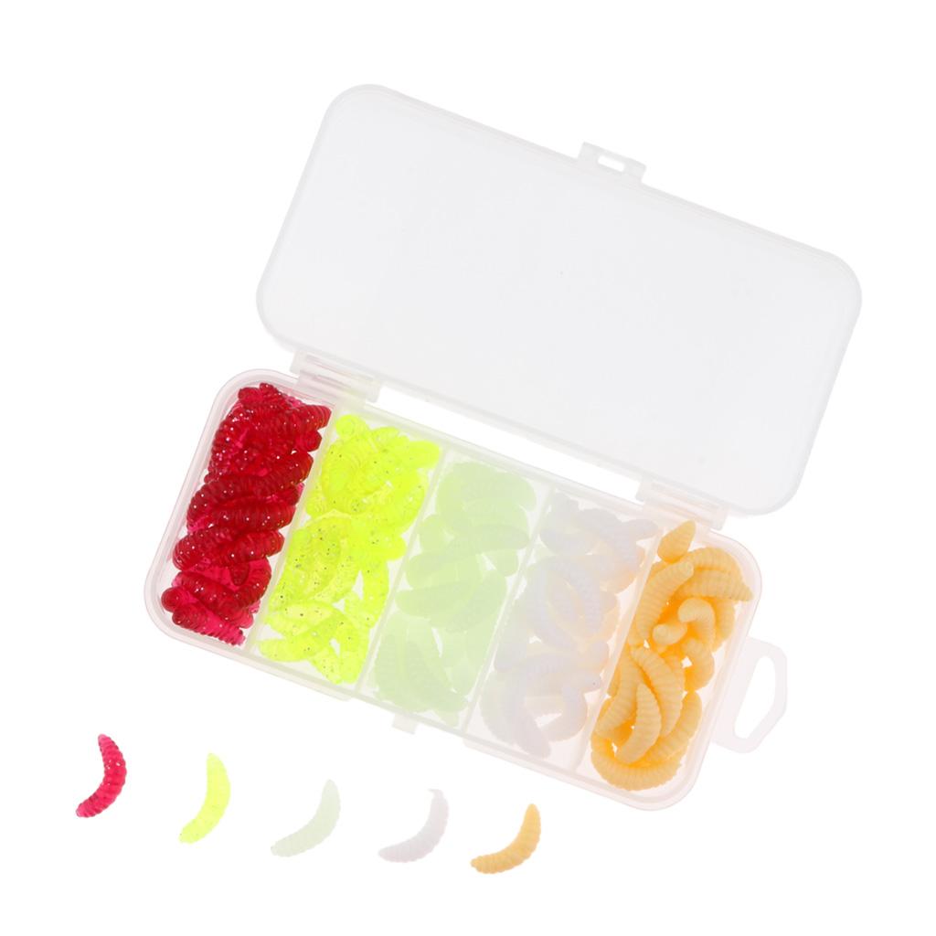 125Pcs Maggot Grub Worm Fishing Lures Bionic Grub Shape Baits for Carp