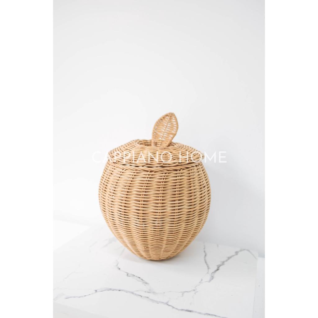 Giỏ mây quả Táo đựng đồ tiện lợi, giỏ trang trí - Giỏ đựng đồ tiện lợi chuyên dùng trong nhà hàng| Cappiano Home Decor