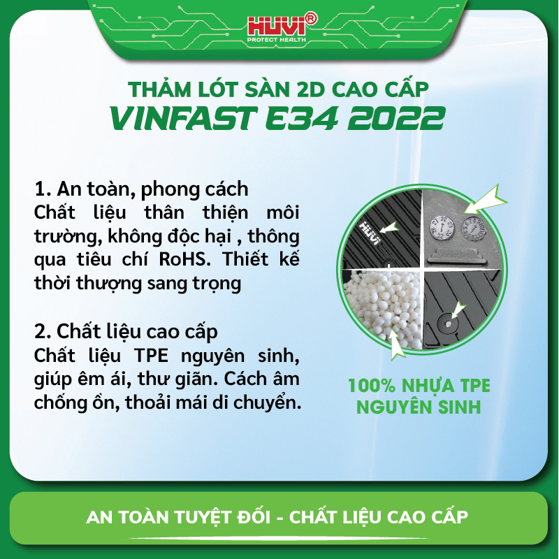 Thảm trải sàn xe hơi Vinfast E34 2022 cao cấp không mùi, không độc hại