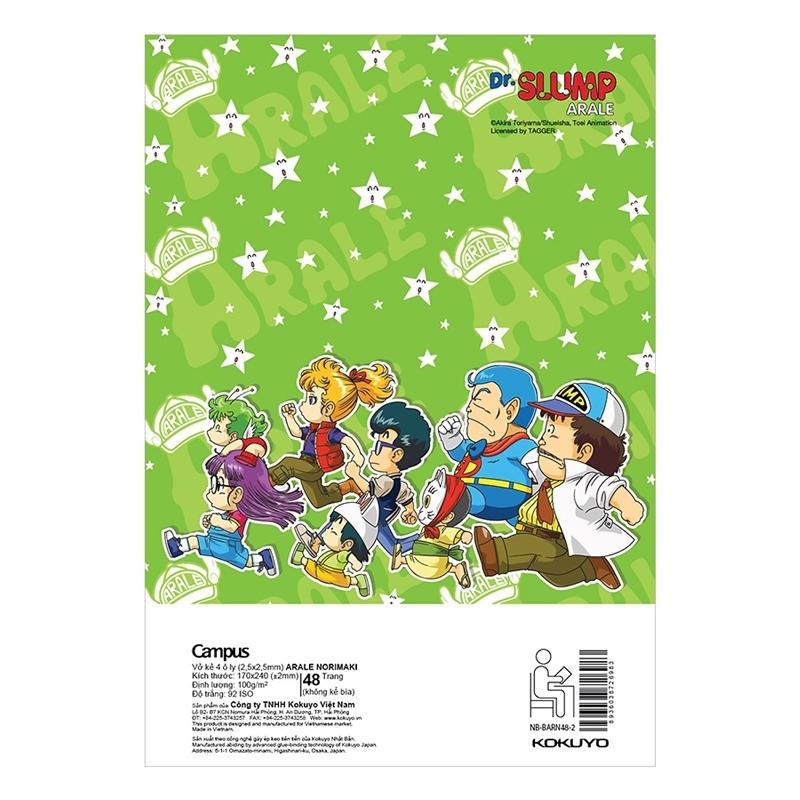 Combo 5 Tập Arale Norimaki - B5 4 Ô Ly 48 Trang ĐL 100g/m2 - Campus NB-BARN48 (Mẫu Màu Giao Ngẫu Nhiên)