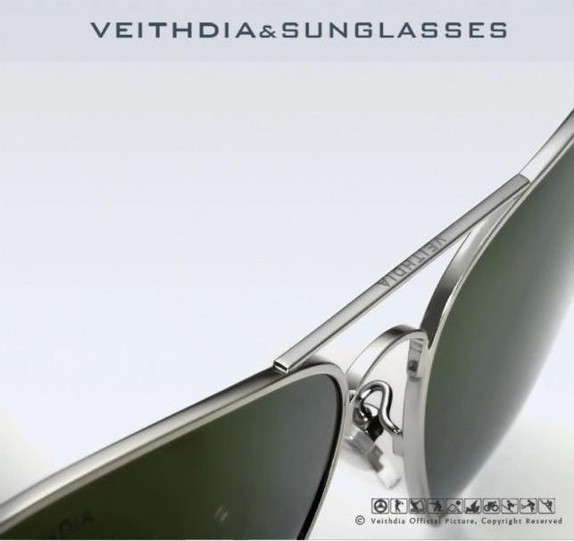 Kính mát phân cực thời trang nam Veithdia 3026 (pilot) (đen) - chống tia cực tím UV bảo vệ mắt và làm dịu ánh sáng chói