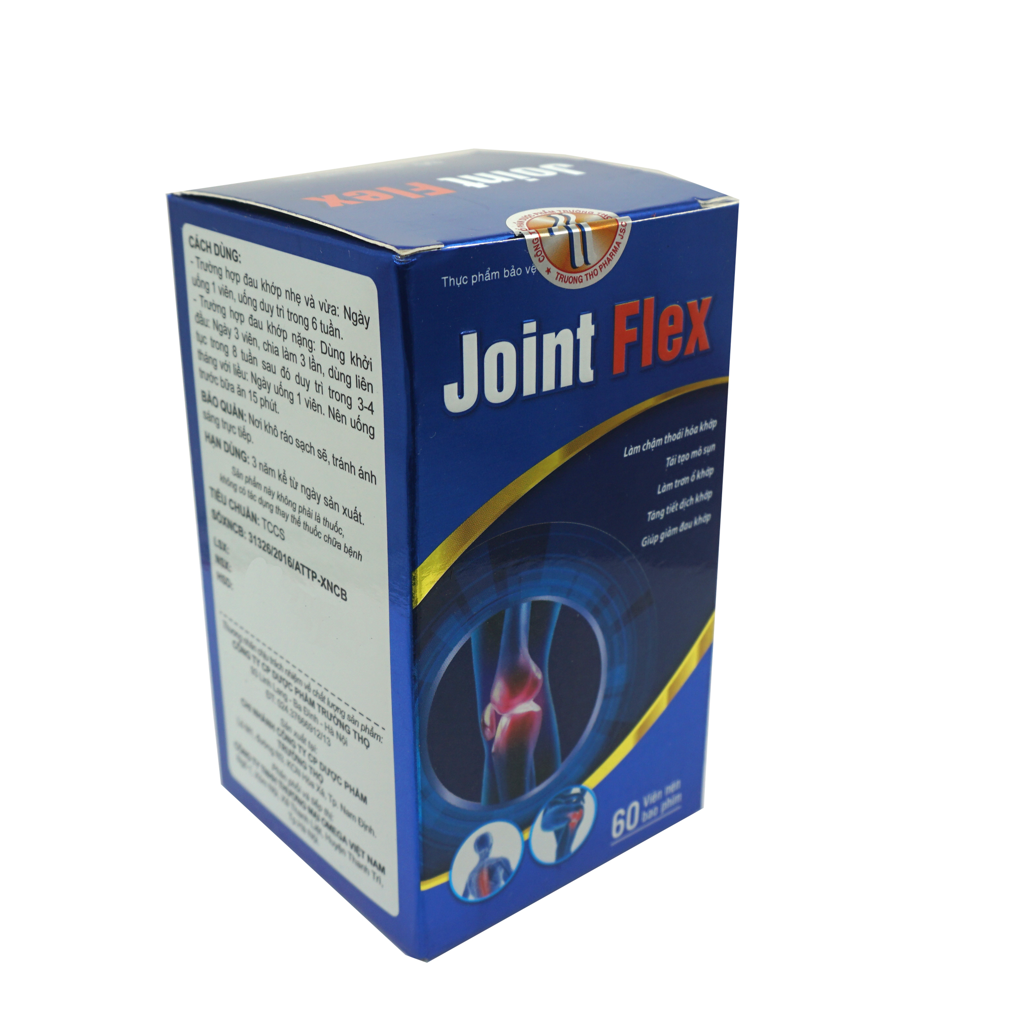 Viên uống Joint Flex Hộp 60 viên- Giúp duy trì, tái tạo và tăng khă năng bôi trơn cho ổ khớp, sụn, tăng tiết dịch khớp, tăng độ linh hoạt của khớp, hạn chế lão hóa khớp.