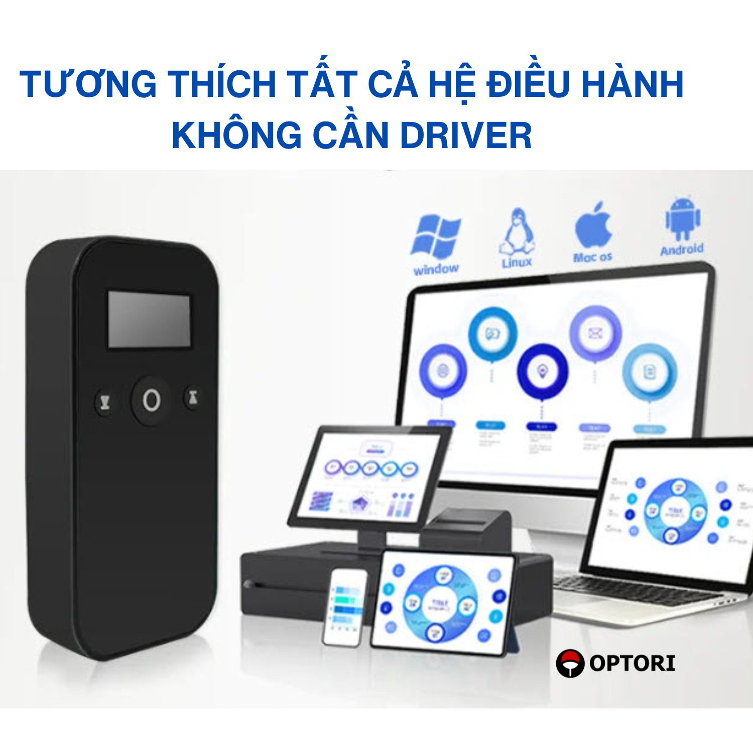 Máy quét mã vạch không dây – Máy đọc mã vạch bluetooth 2D – OPTORI H29 (Hàng chính hãng)