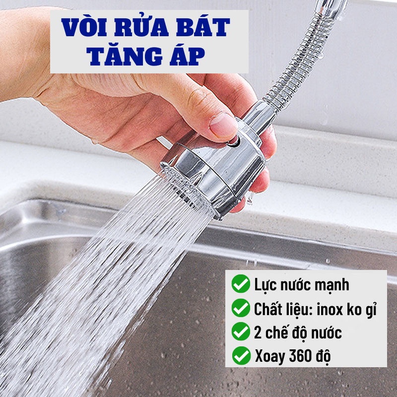 Vòi rửa bát xoay 360 độ inox cao cấp BABO vòi rửa bát tăng áp vòi nối dài tiện lợi (TA05)