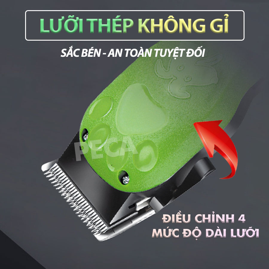 Tông đơ cắt tỉa lông thú cưng Kemei KM-CW10 điều chỉnh 2 mức tốc độ công suất mạnh 8W sạc nhanh USB chuyên nghiệp phù hợp cắt lông chó, mèo