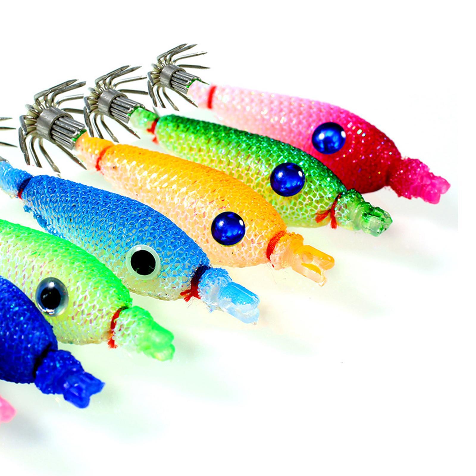 7Pcs Luminous Squid Jig Hooks Sea Fishing Tackle Glow Squid Jigs Squid Hooks