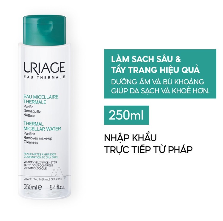 [Uriage] Nước tẩy trang dưỡng khoáng dành cho da dầu mụn Eau Micellaire Thermale PMG (250ml)