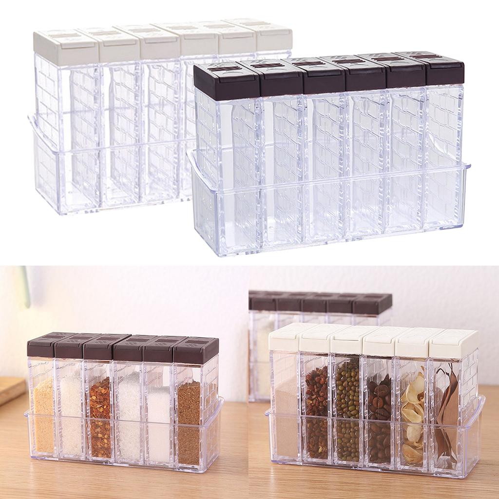 Multi-function Spice Jars Rack Condiment Pot Container Organizer White Lid