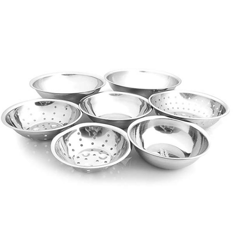 Bộ Thau Rổ Inox 7 món Cao Cấp Cho Nhà Bếp