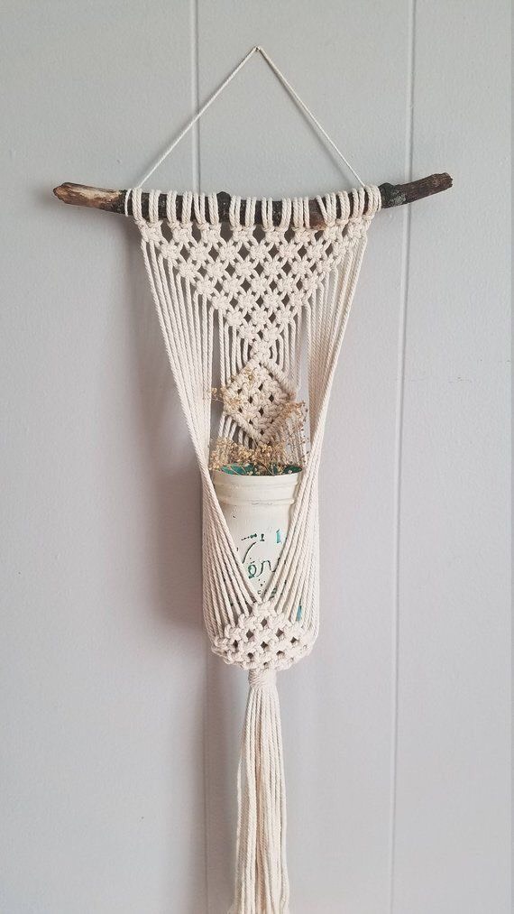 Thảm Treo Chậu Cây Trang Trí Macrame TTC01- Sản Phẩm Handmade, Dùng Treo Tường Decor Trong Nhà Ở, Văn Phòng Làm Việc, Homestay, Quán Cà Phê